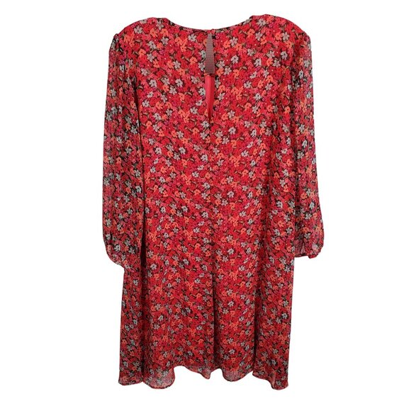 Calvin Klein Womens Size 14 Dress Floral Crinkle Chiffon Long Puff Sleeve - Picture 2 of 7